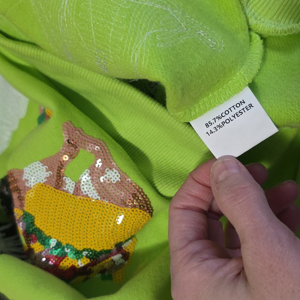 Queen of Sparkles Limited Edition Halloween Dogs Lime Green Sweatshirt Small - Picture 11 of 12